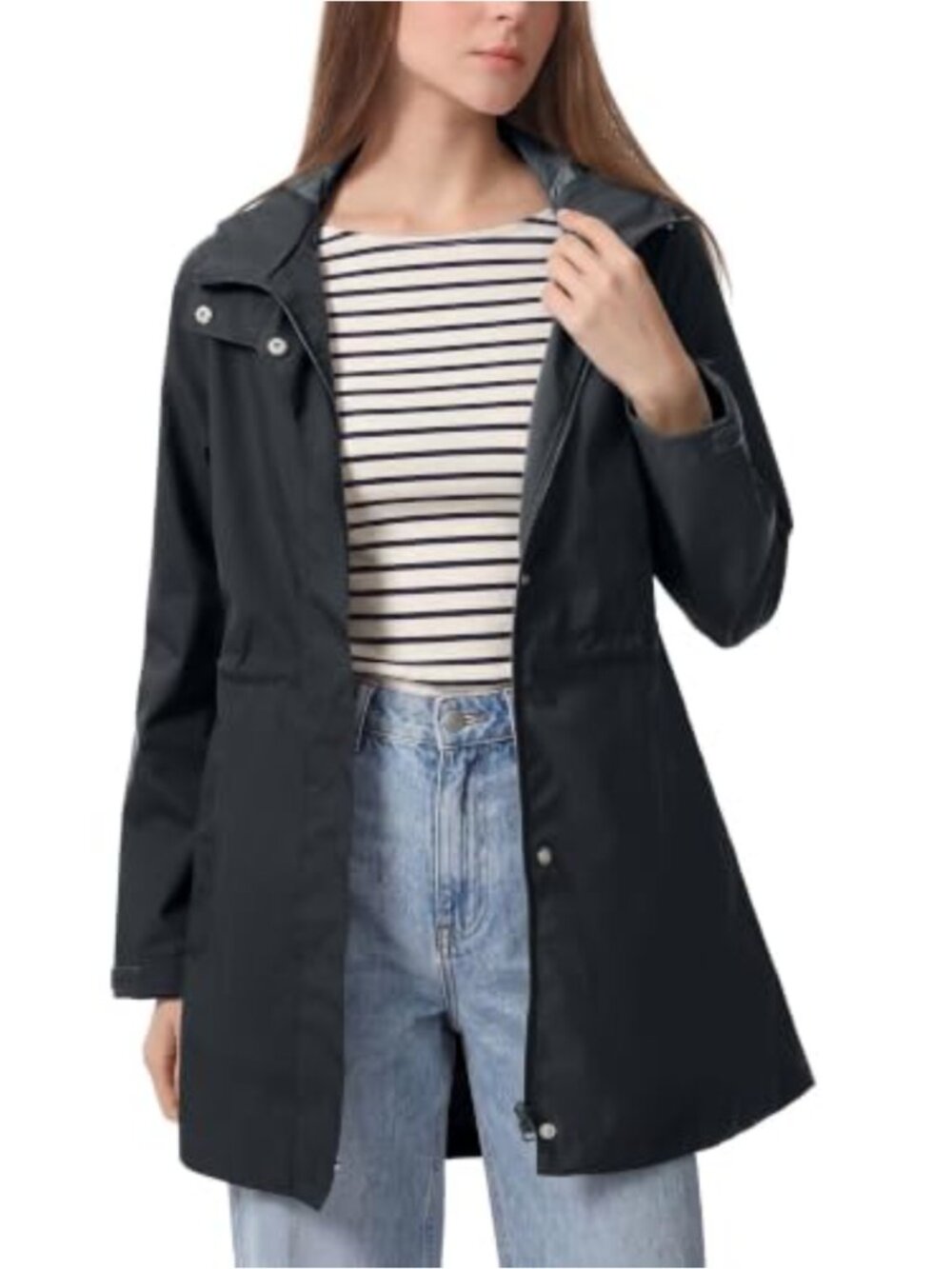 Women's Waterproof Hooded Rain Jacket Windproof Packable Lightweight